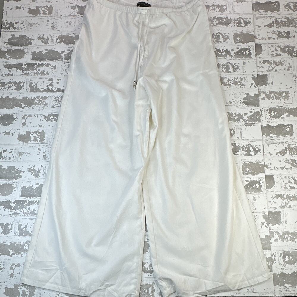 House of Harlow 1960 Pants Womens L White Linen Blend Wide Leg Pull On